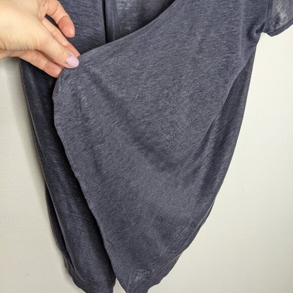 Animale Blue Short Sleeve Linen Open Front Cardigan Size M - Picture 5 of 6